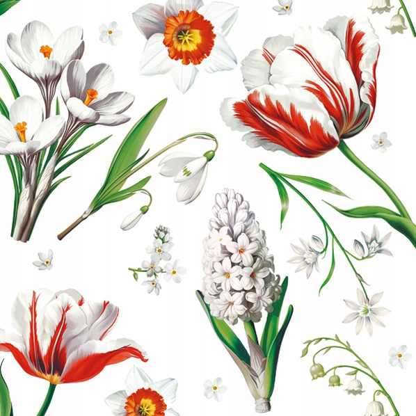 DAISY SERWETKI BIAŁE WIOSENNE KWIATY 33X33 CM SDWI 010101 20 SZTUK