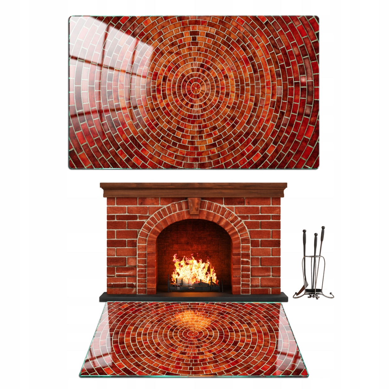 Sklo Pod Krb Tvrzené Sklo Podložka Rozměr 80x52 cm s Grafikou Cihla