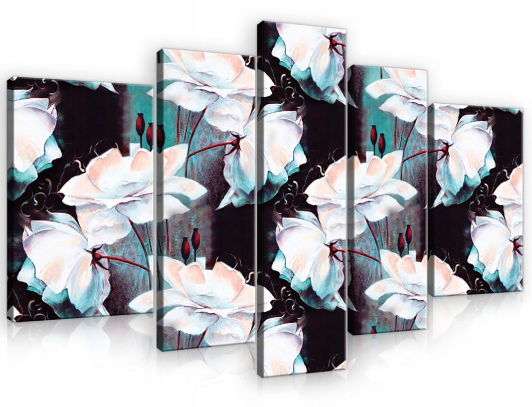 Obraz 170x100 Kvety Orchidea biele tyrkysové tmavé pozadie moderný štýl