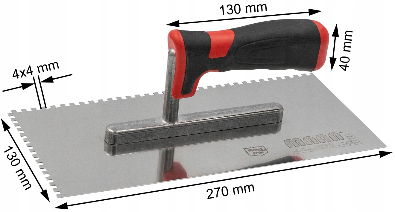 Paca nierdzewna zębata do kleju tynku mas 4X4 270 Marka Bauhus