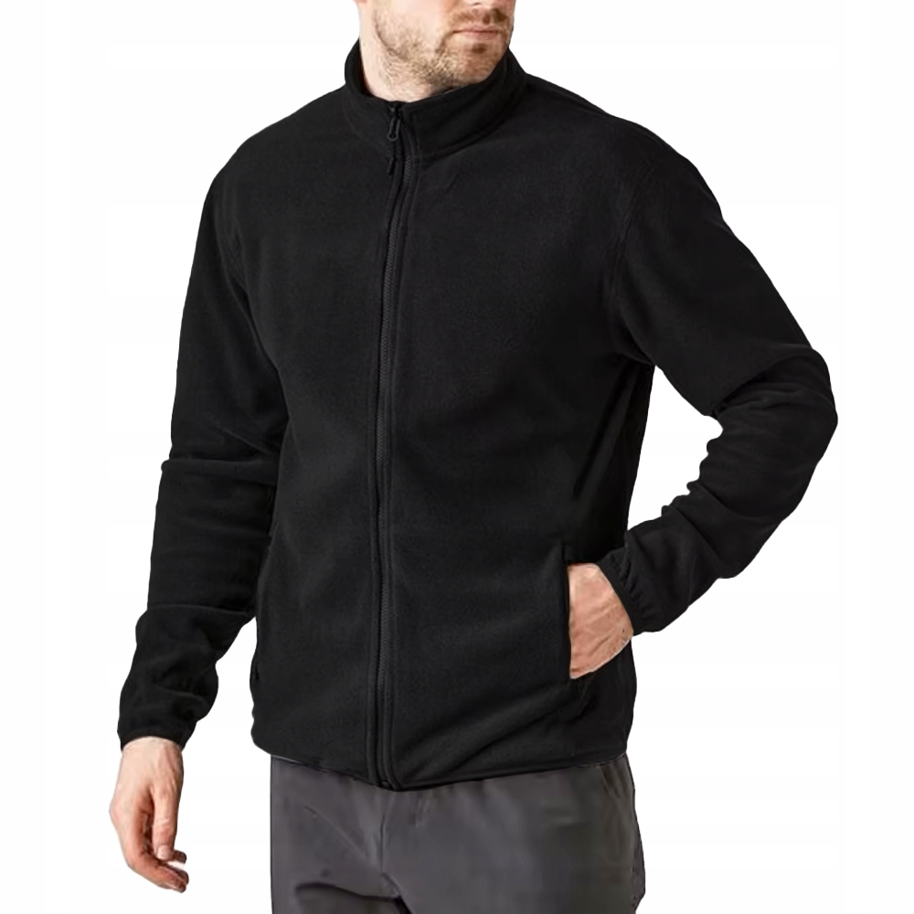 CIEPŁY MIĘKKI POLAR MĘSKI ROZPINANY CZARNY BLUZA ROBOCZA POLAROWA SPORTOWA