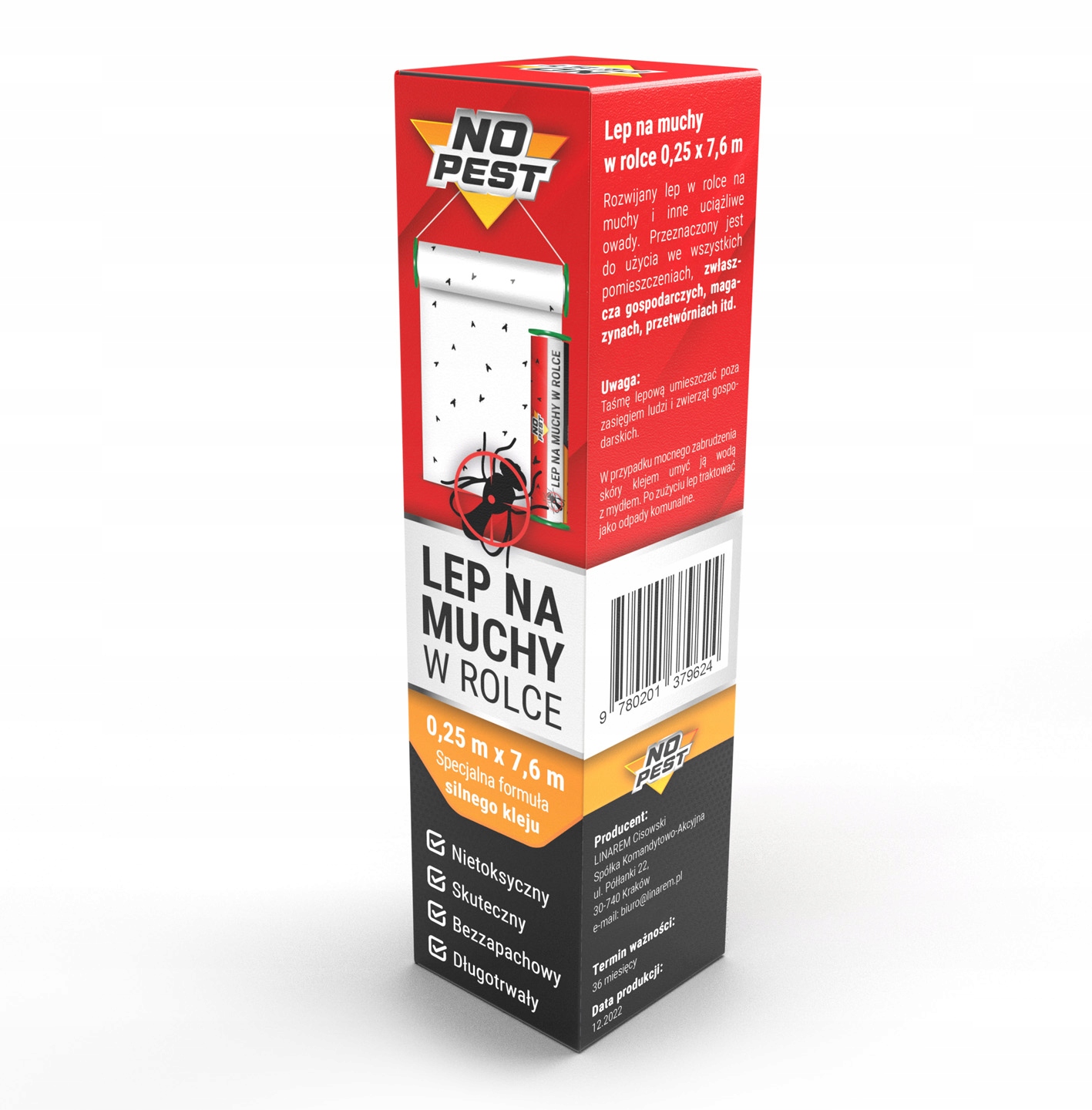 LEP NA MUCHY 7,6MB PUŁAPKA NA MUCHY W ROLCE PUŁAPKA LEPOWA NO PEST NA OWADY Stan opakowania oryginalne