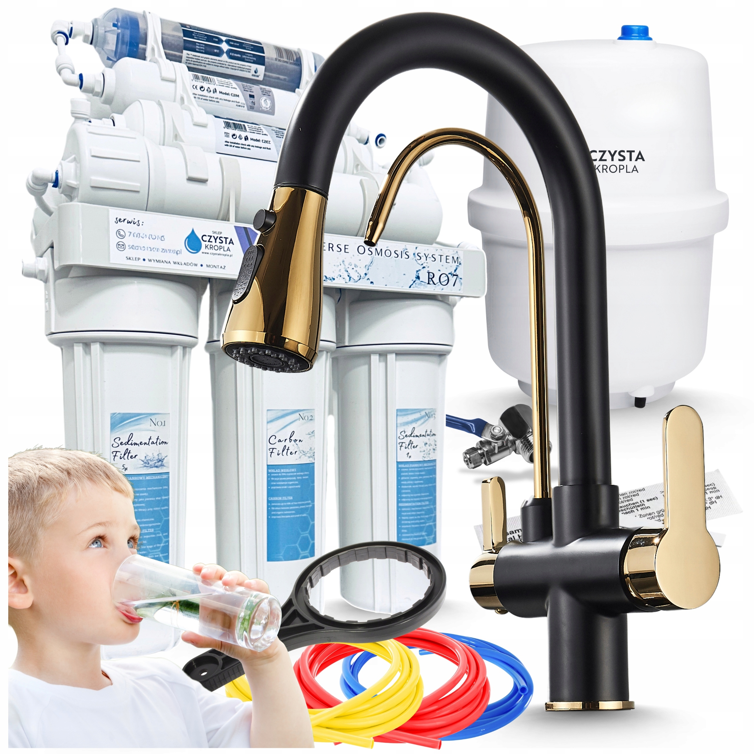 Filtr na vodu Podvodní systém pro filtrování pitné vody Baterie Černá