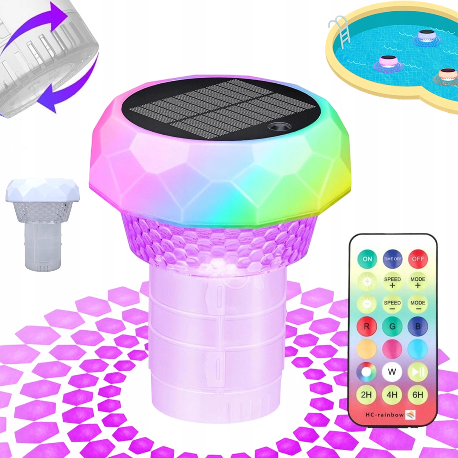 Voděodolné Solární Rgb Led Lampy S Dálkovým Ovládáním Bazén Zahrada Vana Pilot