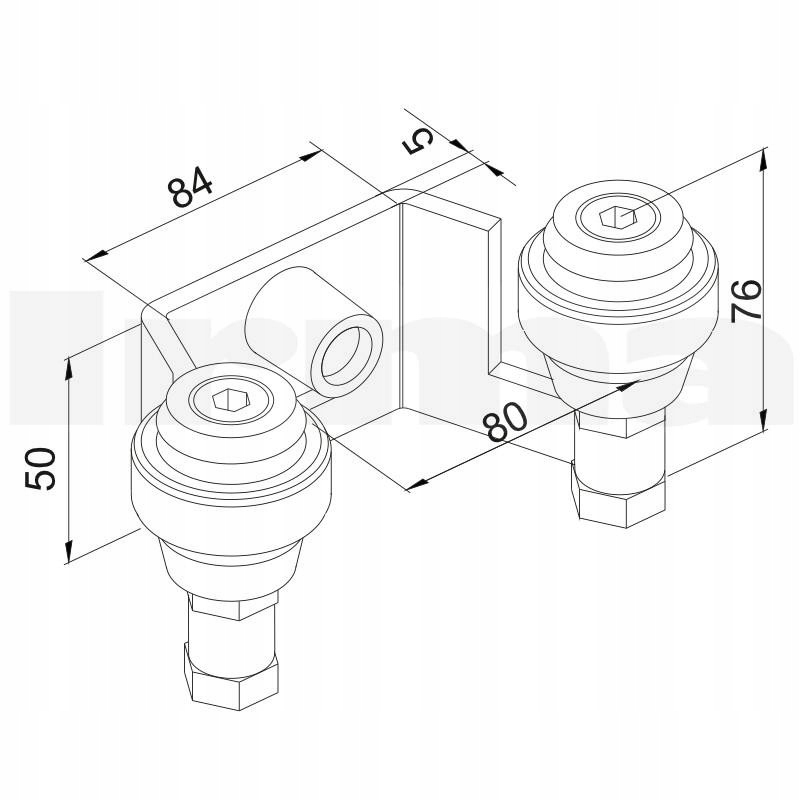 UCHWYT BRAMY 2 ROLKI Z ODBOJEM PROFIL 80 Marka inny