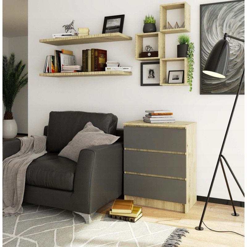 NOWOCZESNA KOMODA SALON SYPIALNIA MEBLE 3 SZUFLADY komoda szafka szuflady Głębokość szuflady 34 cm