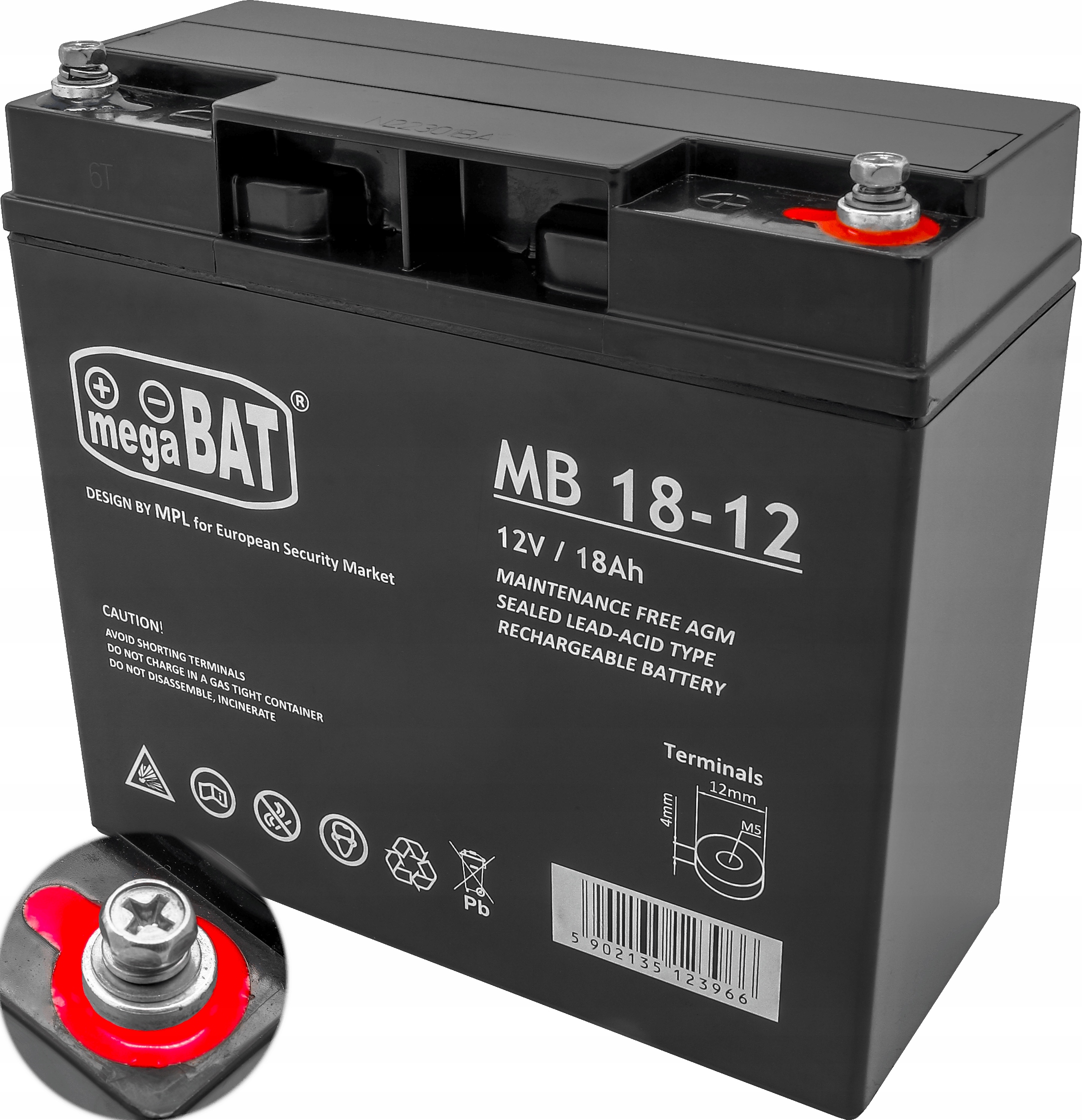 Mocny Akumulator Agm Bezobsługowy 12V 18Ah Alarm Ups