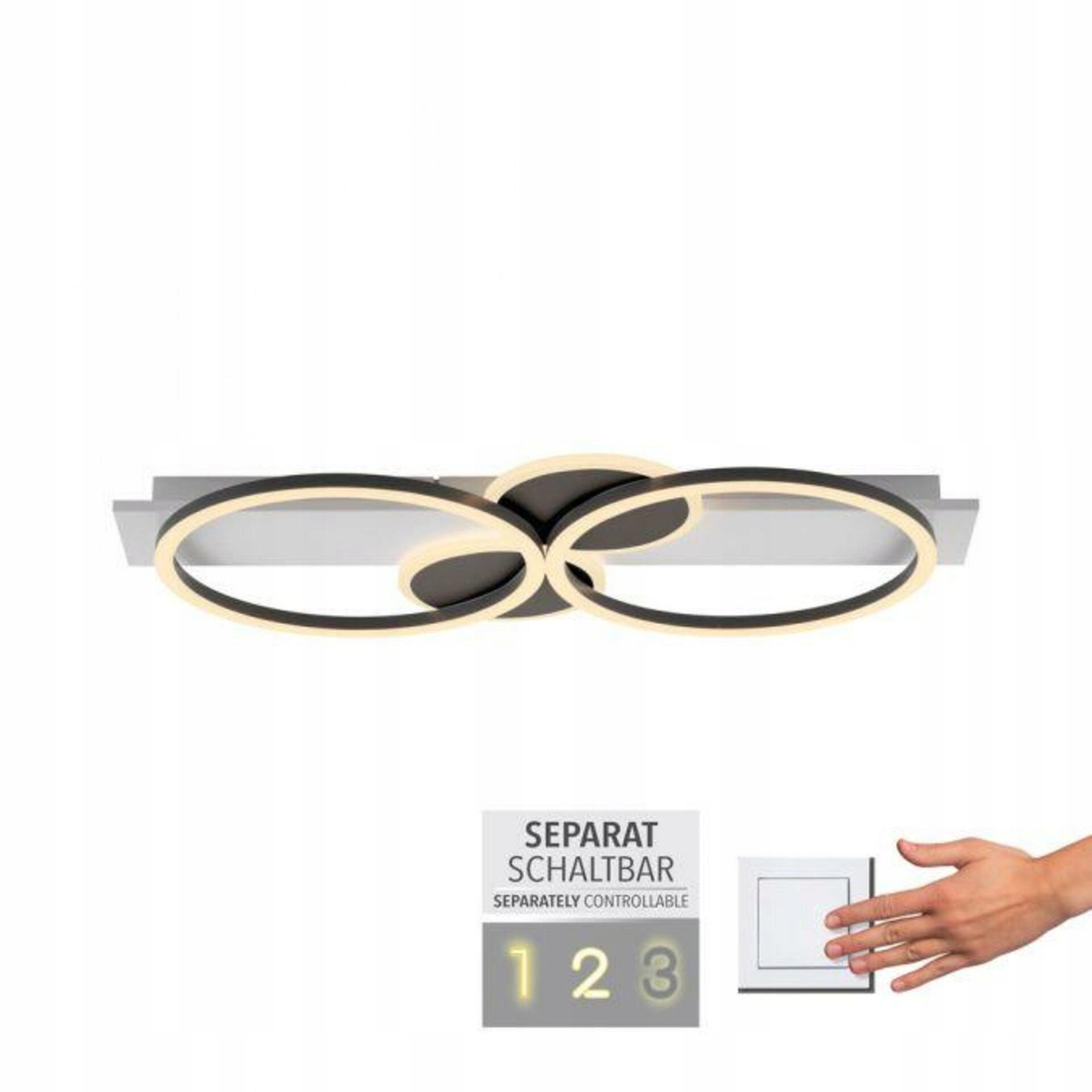 Just Light Led stropné svietidlo biele, kruhové, 3000K, 40W, samostatné okruh