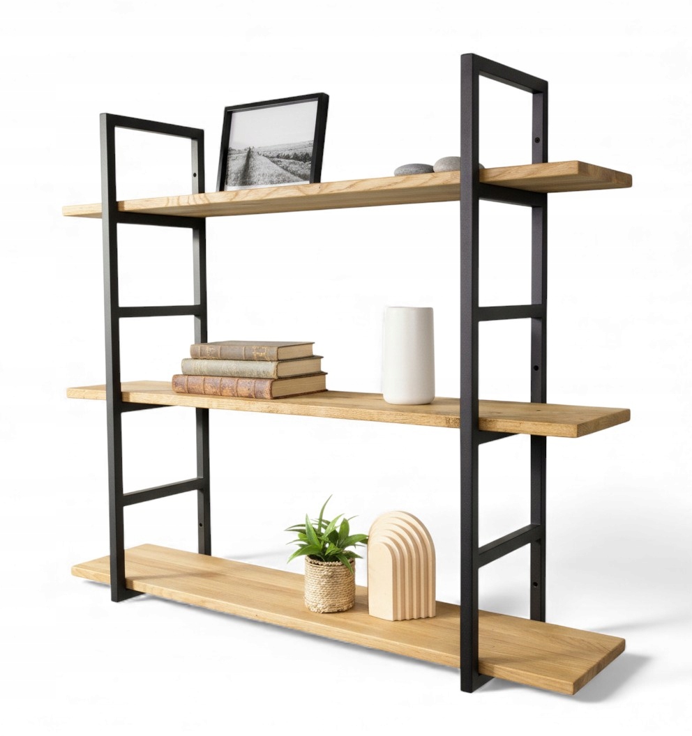 Nástěnný závěsný dubový regál Loft do kanceláře na knihy Police 100 cm x 20 cm