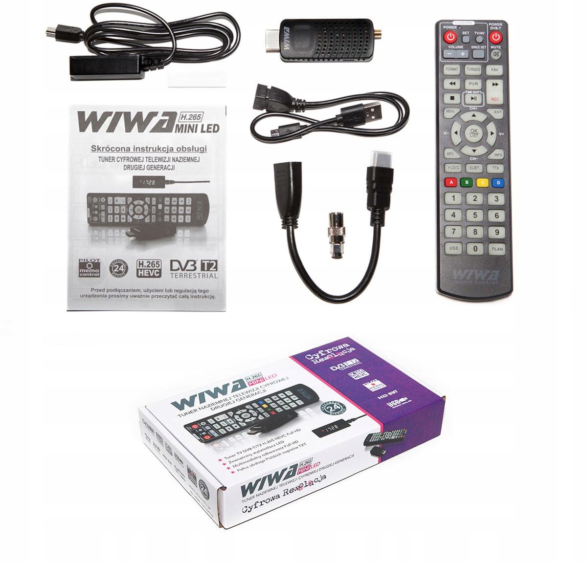 Tuner DVB-T2 WIWA MINI LED Dekoder TV Telewizji Naziemnej H.265T Model mini LED