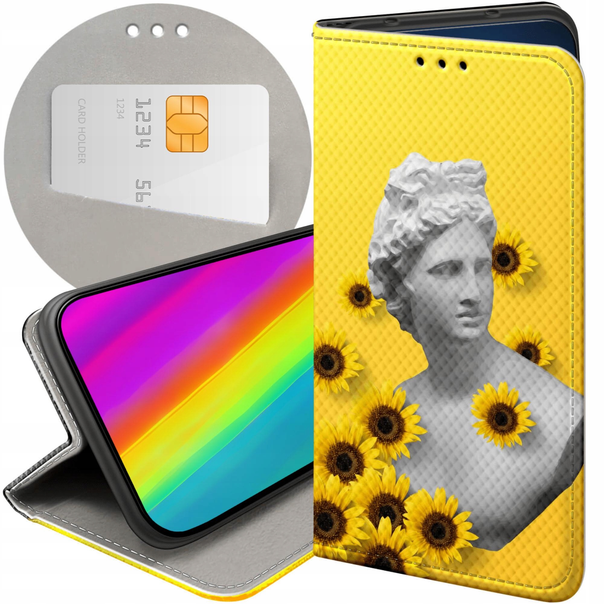 Etui Z Klapką Do Oppo A40 Żółte Słoneczne Yellow Futerał Pokrowiec