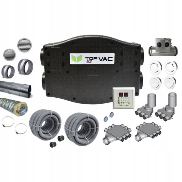 Rekuperator TopVac Eko 260GV z zestawem instalacyjnym (Pakiet) rekuperacja