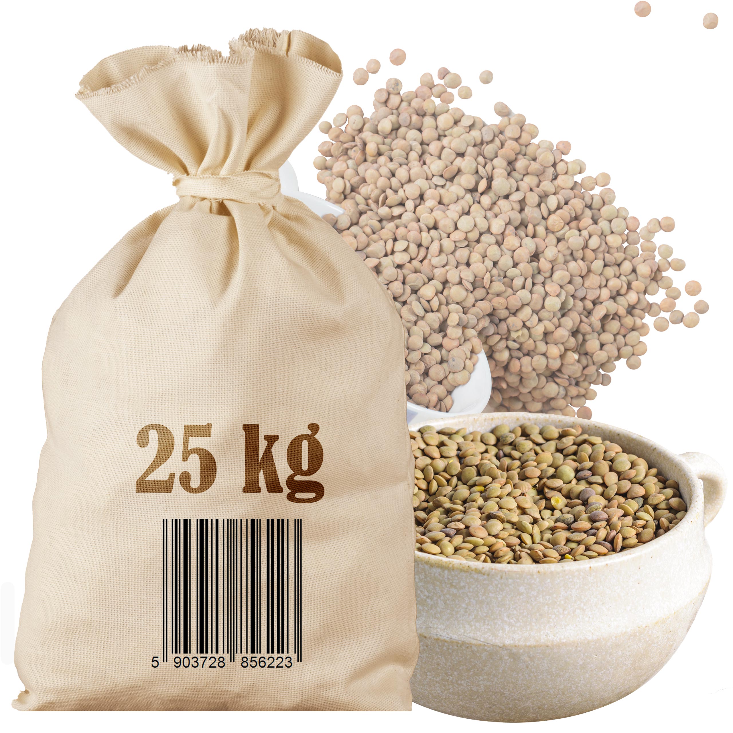 Levně Zelená čočka 25 kg Přírodní sáček