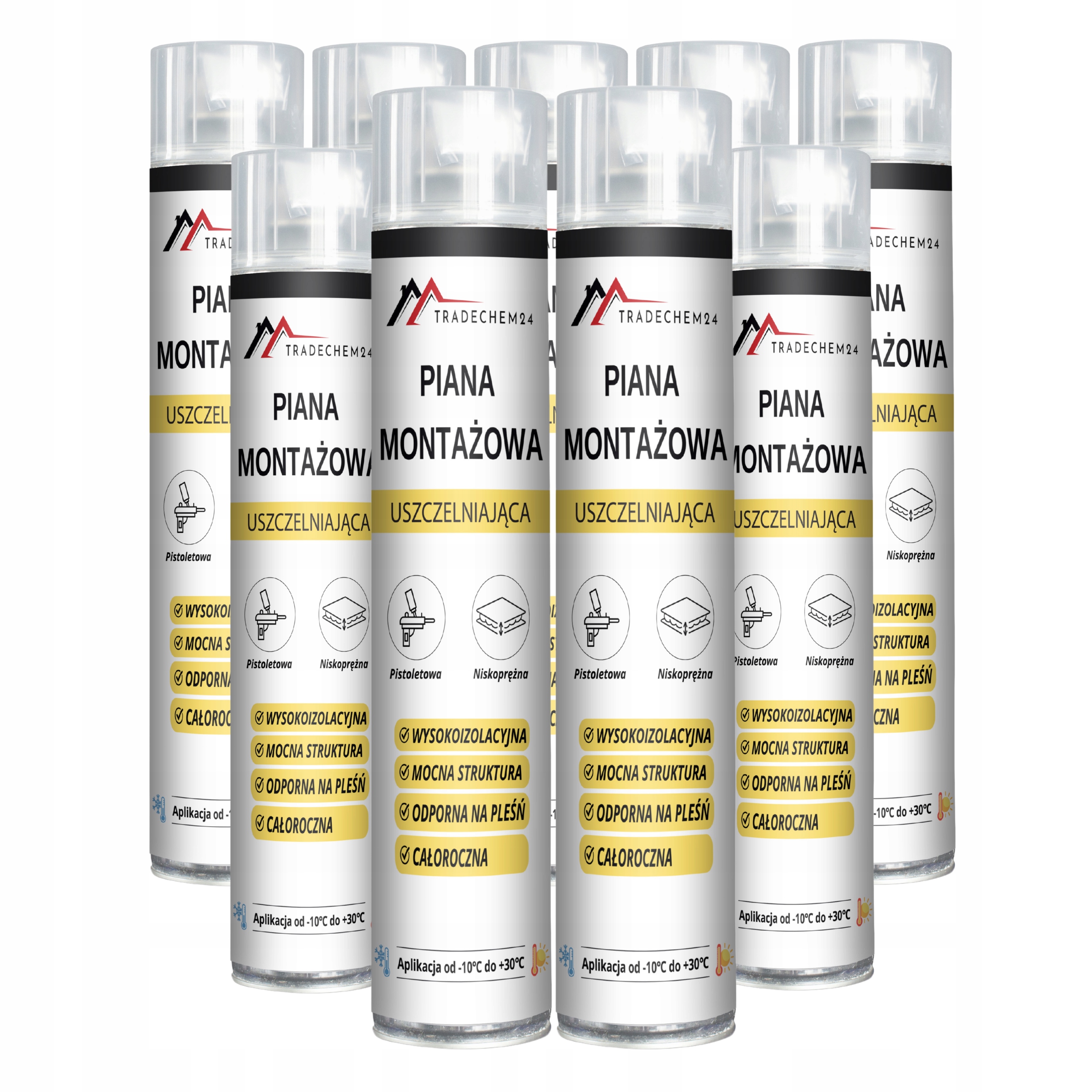 Pistolová Pěna Nízkotlaká Celoroční Montážní Pěna 750 ML 9 Kusů