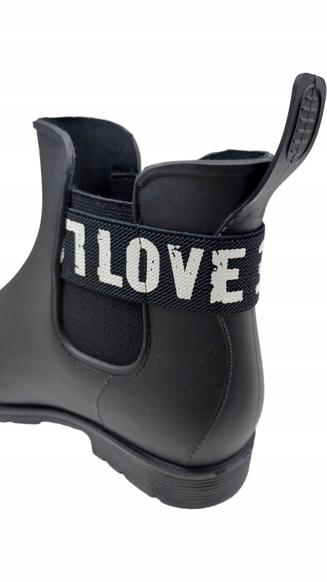 KALOSZE DAMSKIE BOTKI SZTYBLETY NAPIS CZARNE r 36 Kod producenta S-06