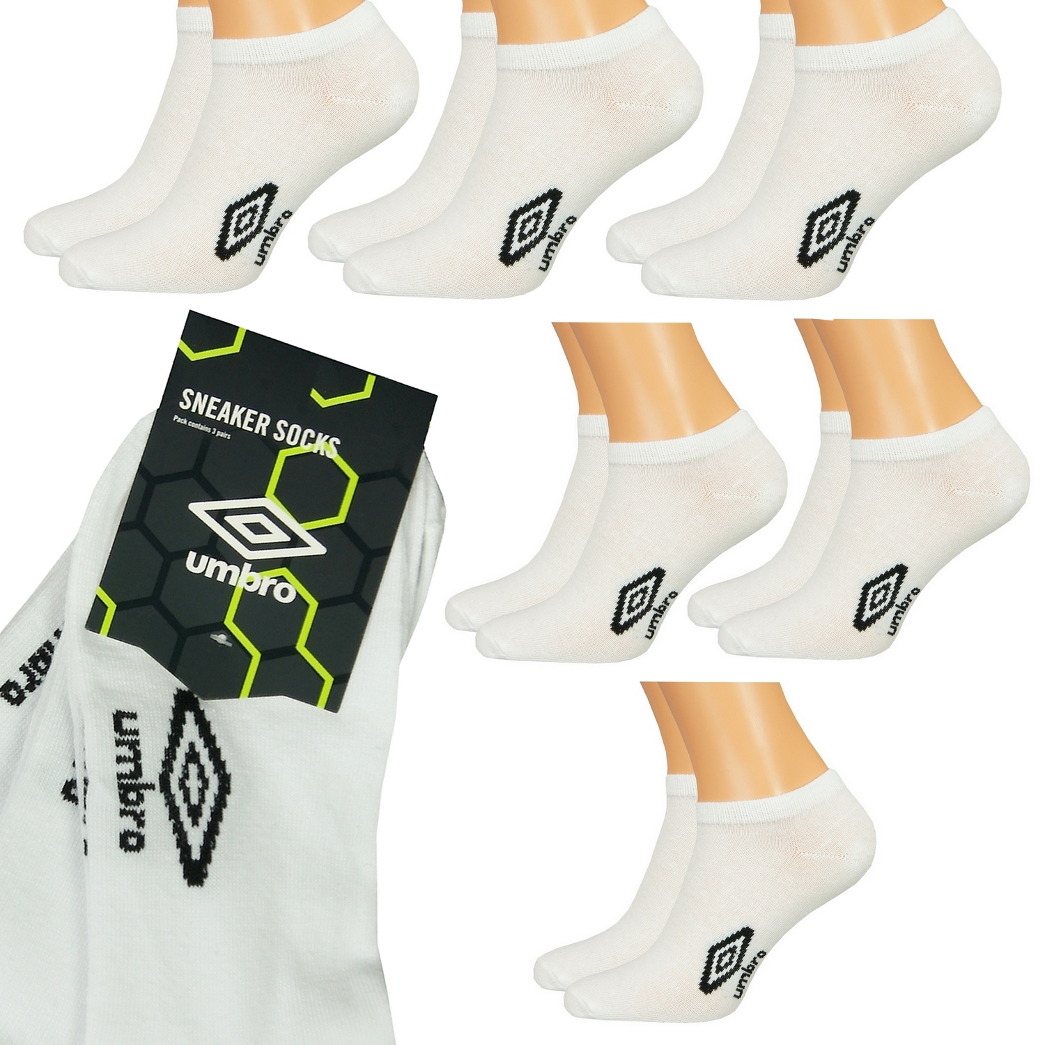 

6X Umbro Stopki Bawełna Damskie skarpetki M 35-38