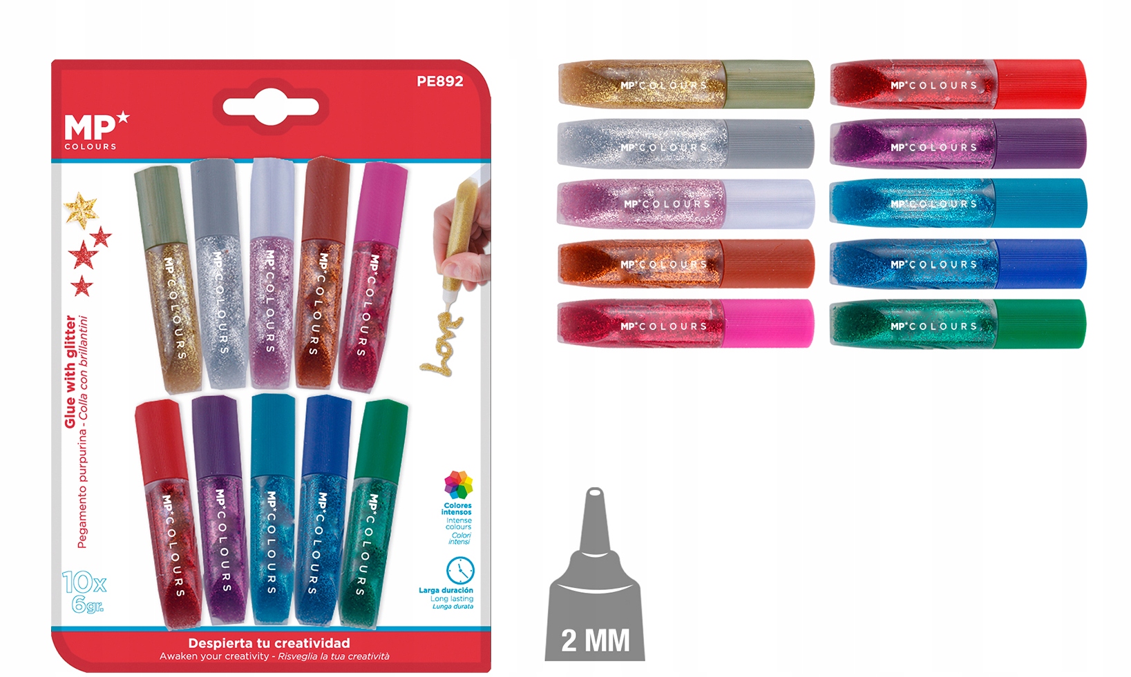 KLEJE BROKATOWE PISAKI BŁYSZCZĄCE KOLORY 3D