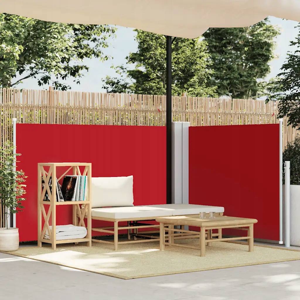 Zatahovací boční markýza zástěna červená 100 x 600 cm Červená 48447