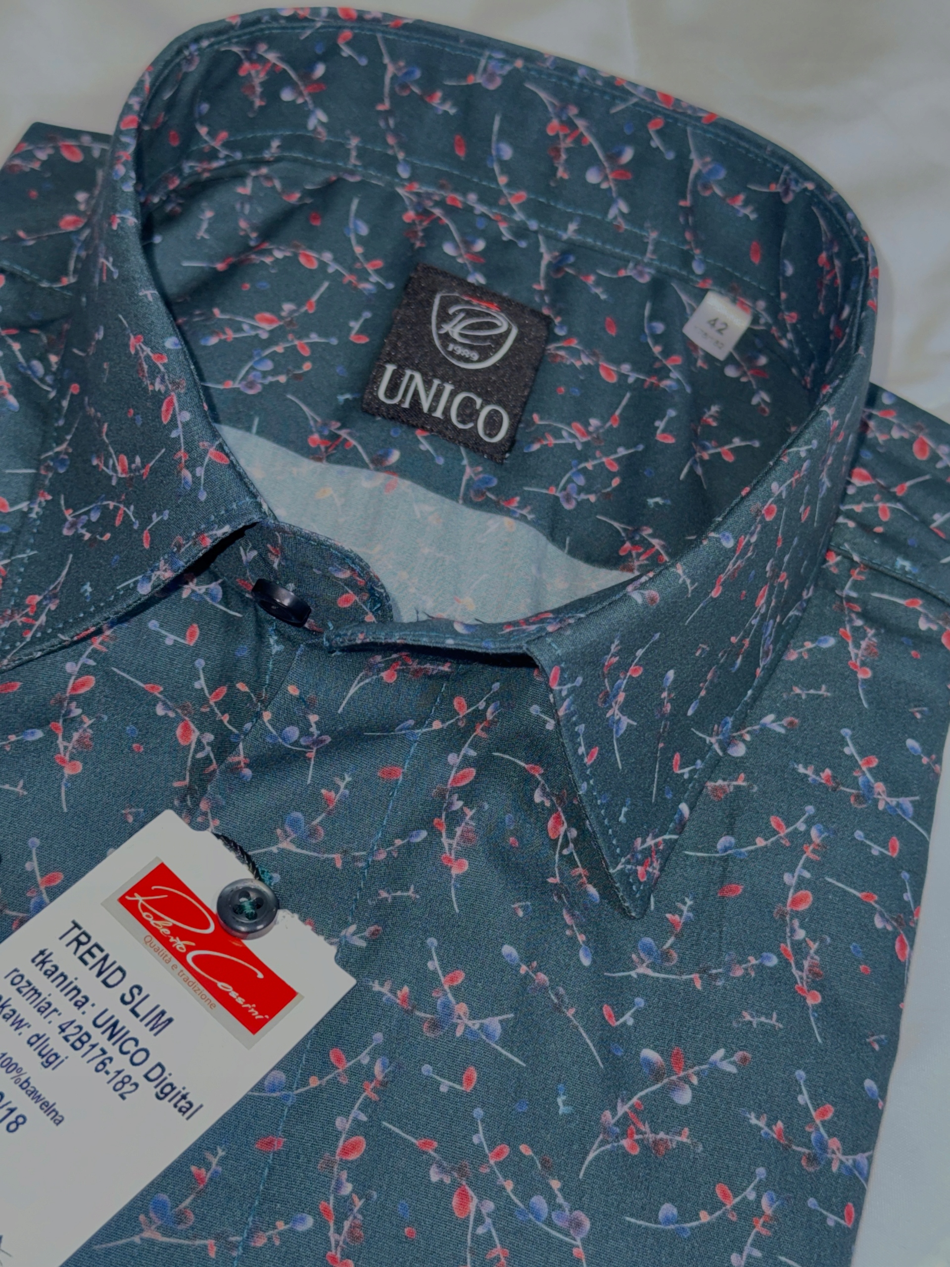 Roberto Cossini pánská košile slim podzimní vzor délka rukou 44 176/182 15449/18