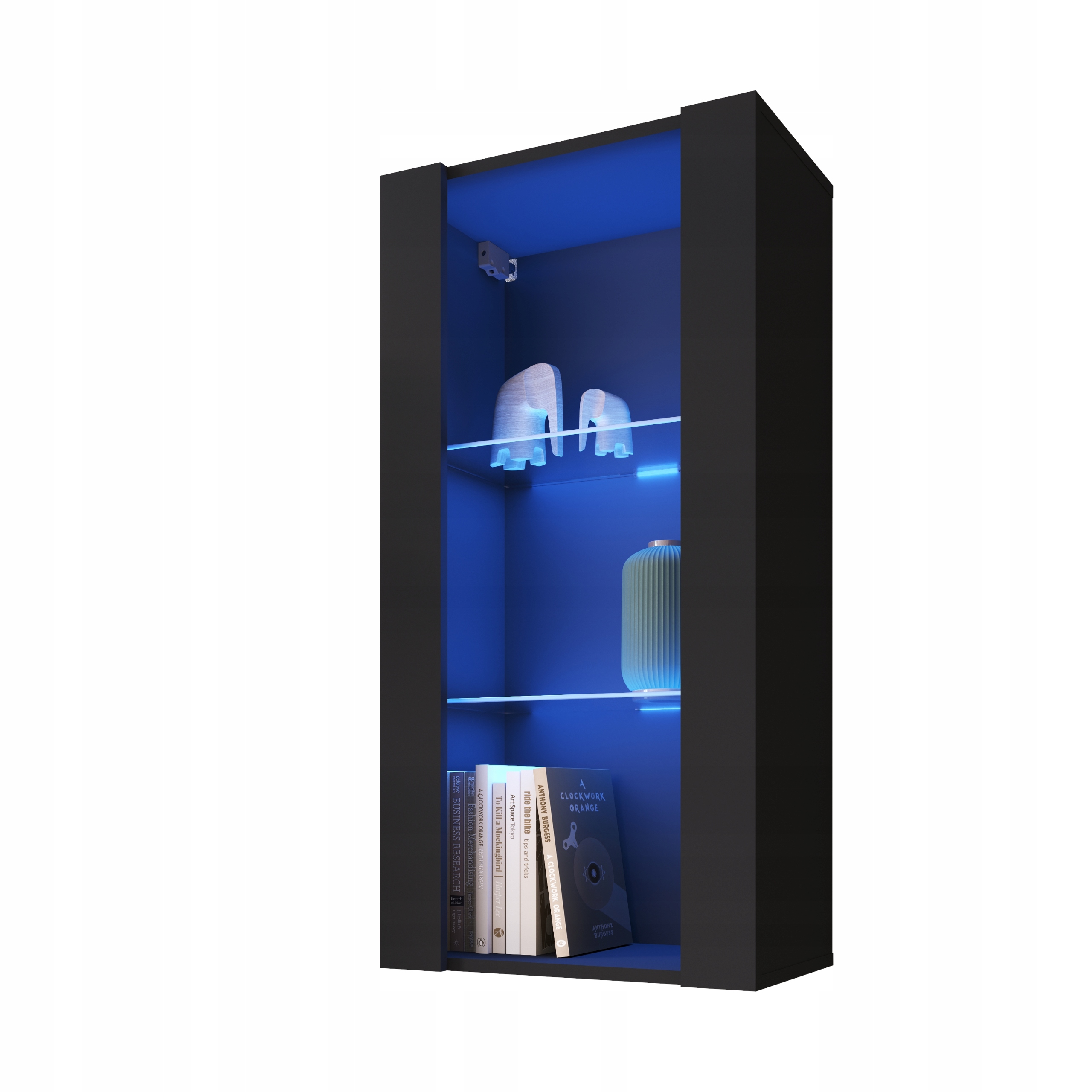 komodee Tivoli Závesná vitrína Vertical 100 Čierna Modrá Led