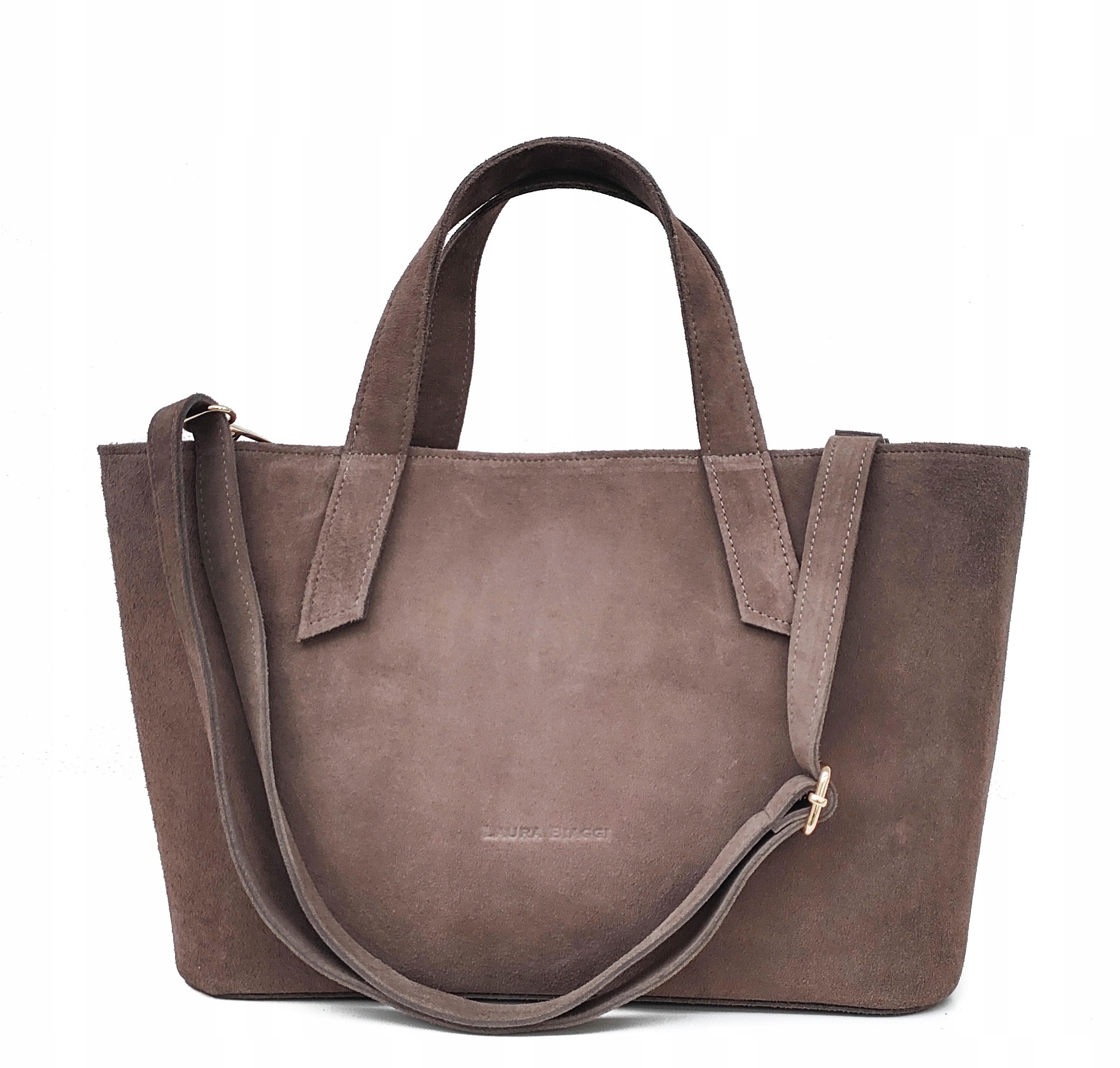 Klasická semišová kabelka hnědá mocha mousse