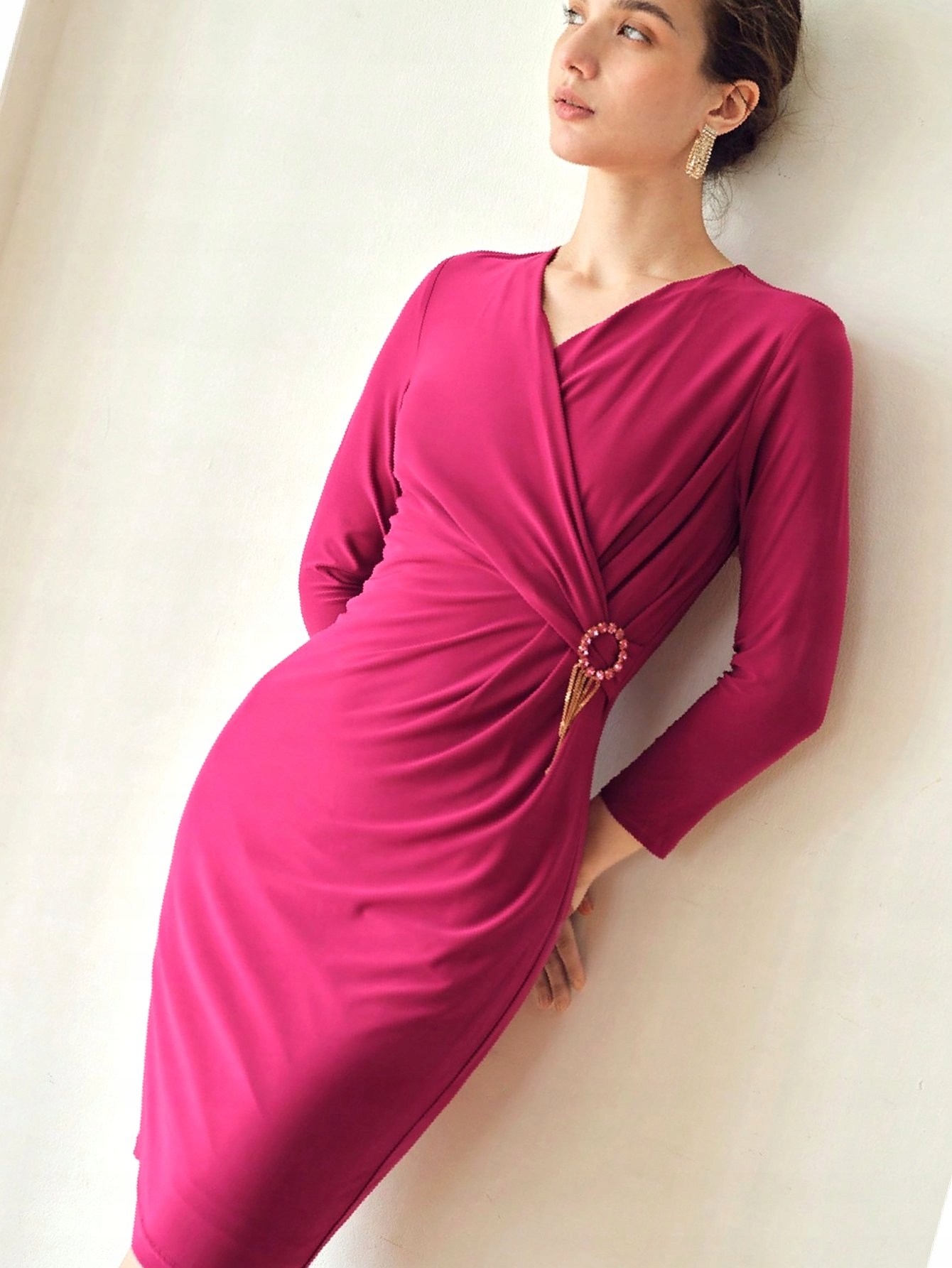 Šaty Růžová Premium Koktejlová Rukáv Tužková Motf 3/4 M 38