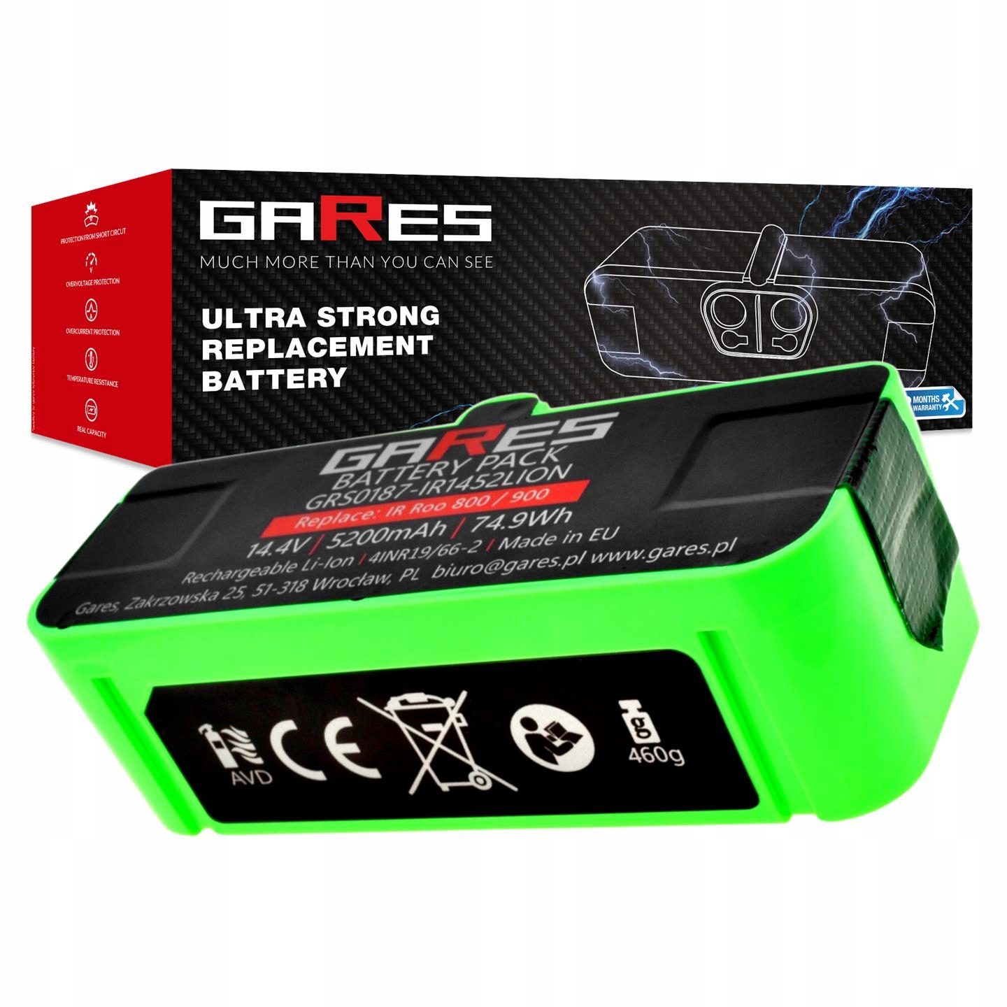 Akumulátor Gares pro iRobot Roomba 900 960 961 964 965 970 980 986 5,2Ah