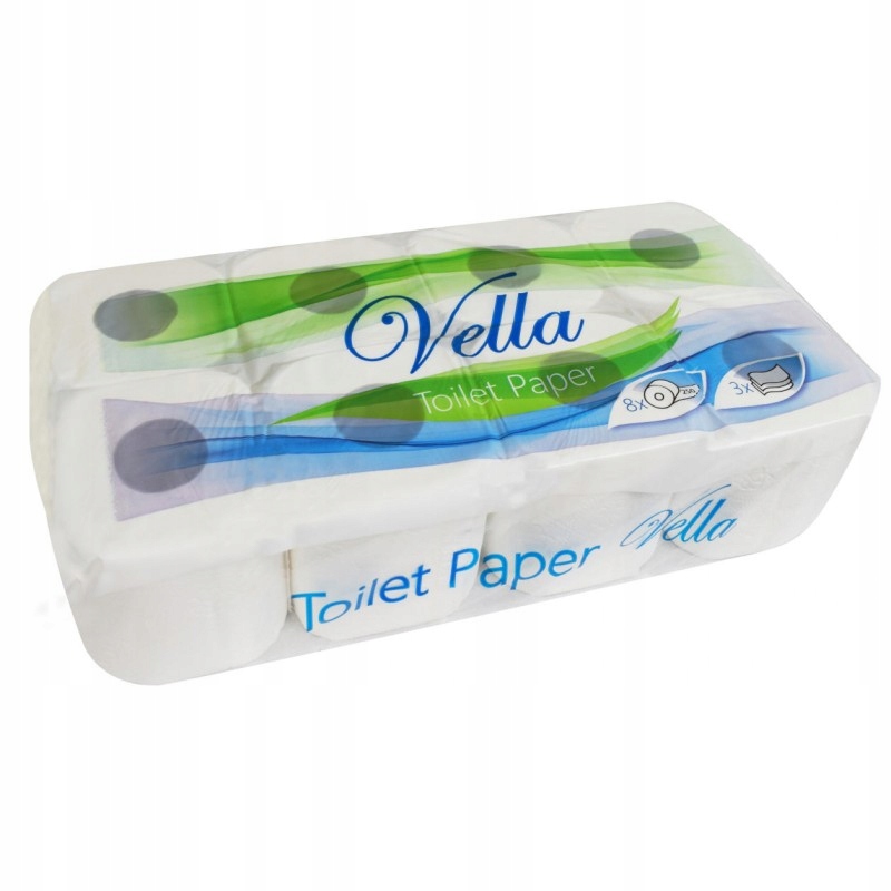 PAPIER TOALETOWY VELLA 250 LISTKÓW 3 WARSTWY BIAŁY
