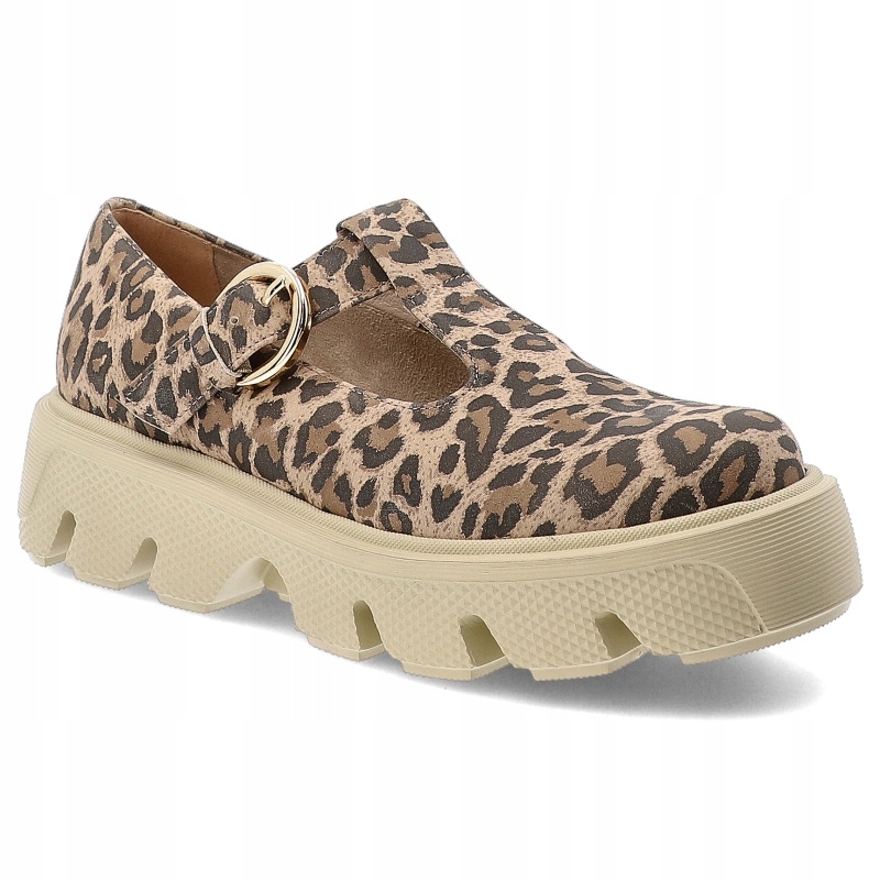 Béžové polobotky Armodo Elegantní dámská obuv Leopard