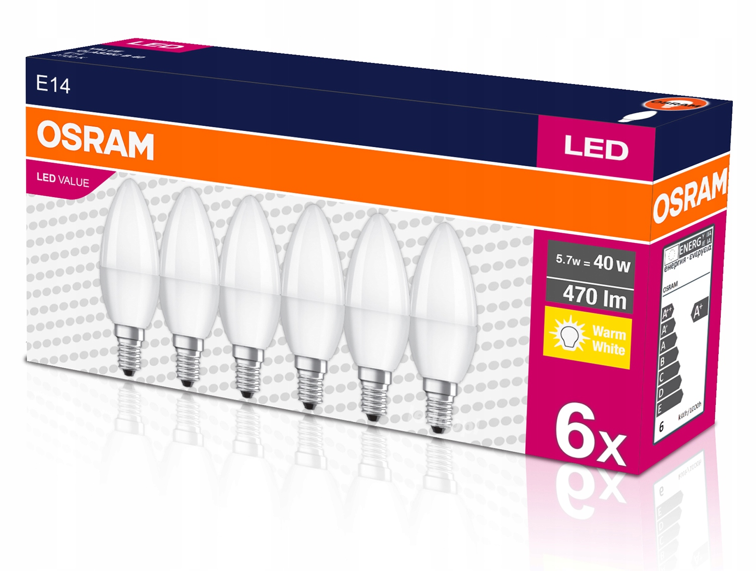 

6x Żarówka Led E14 Świeca 5,7W 40W 2700K Osram