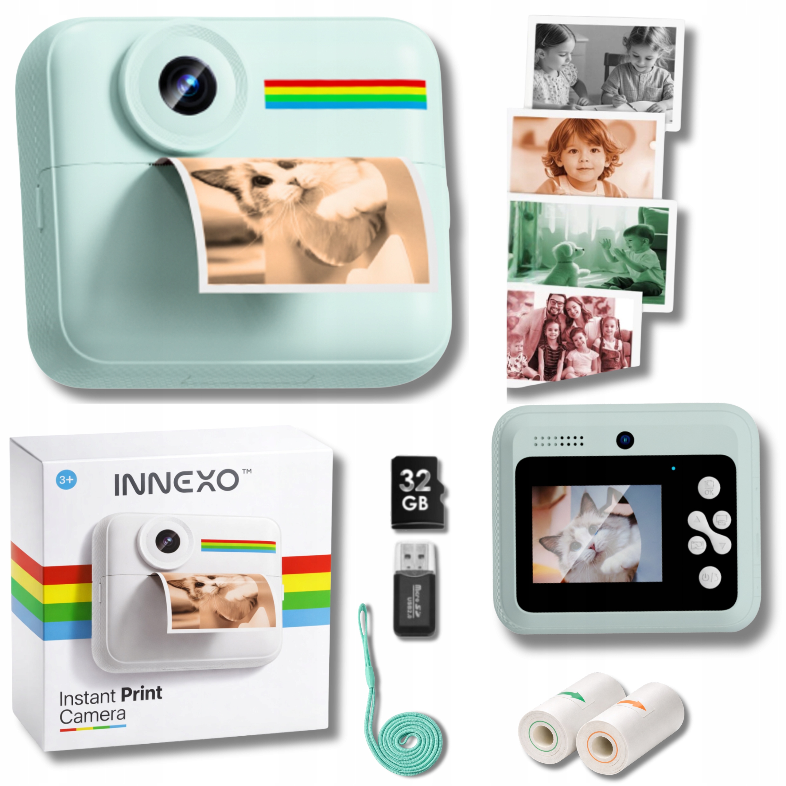 Instantní fotoaparát pro děti, fotografie, barva selfie menu Pl hry Tisk