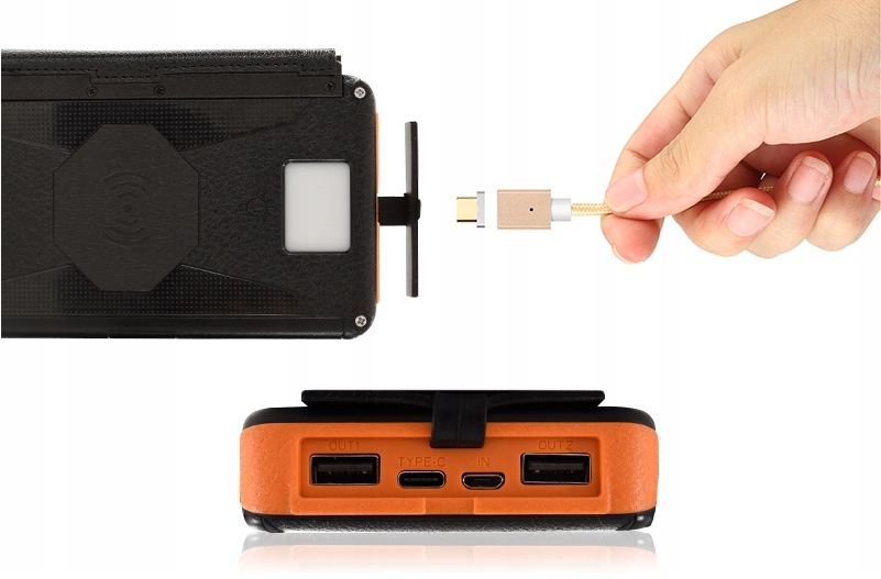 SOLARNY POWERBANK DLA PODRÓŹNIKÓW Z ŁADOWANIEM QI Marka inna