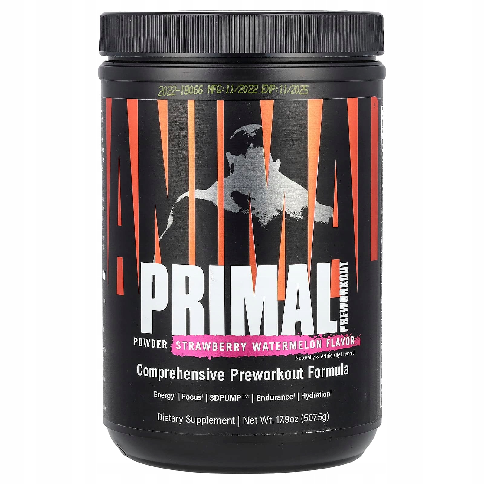 Animal, Primal Preworkout Powder, jahoda a meloun, 507,5 g