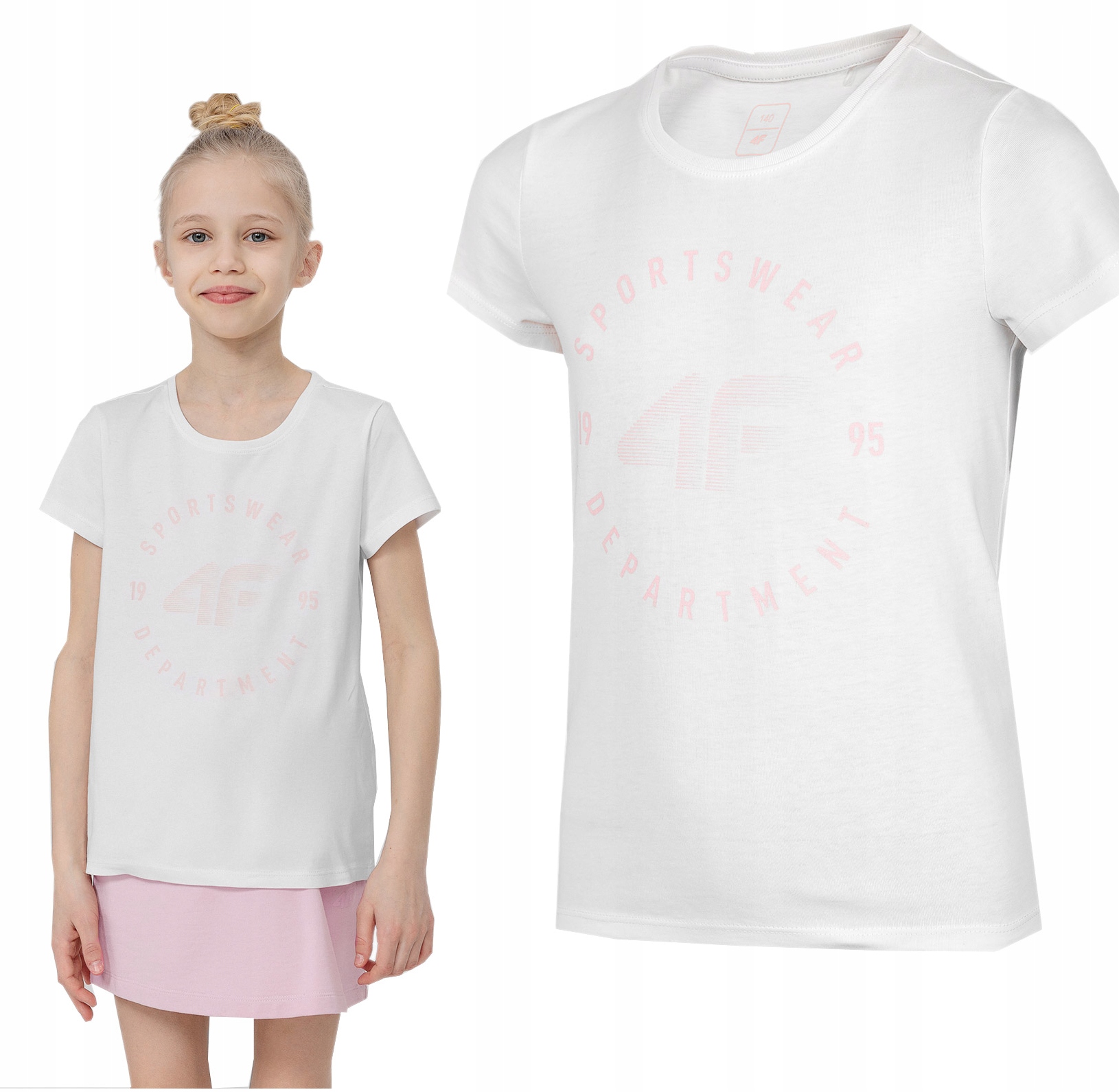 

T-shirt Koszulka Dziewczęca 4F Biała JTSD003 146