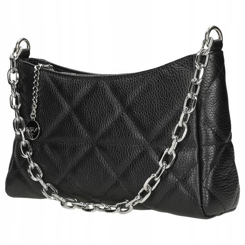 Torebka damska Wojas pikowana z łańcuszkiem czarna