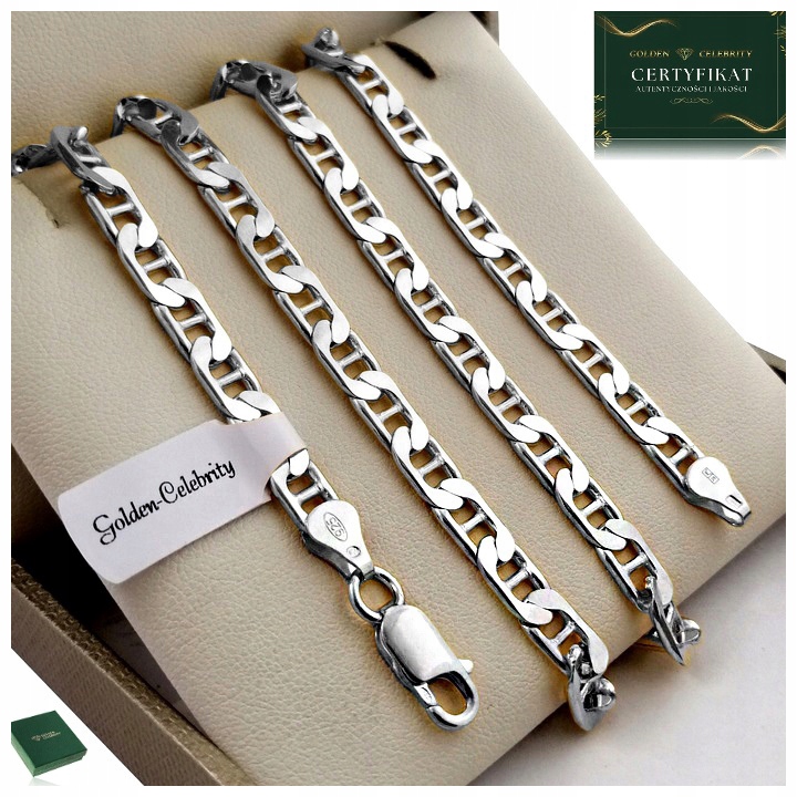 Srebrny Łańcuszek Męski Splot Gucci 60cm/6mm Próba 925 Diamentowany, Pełny