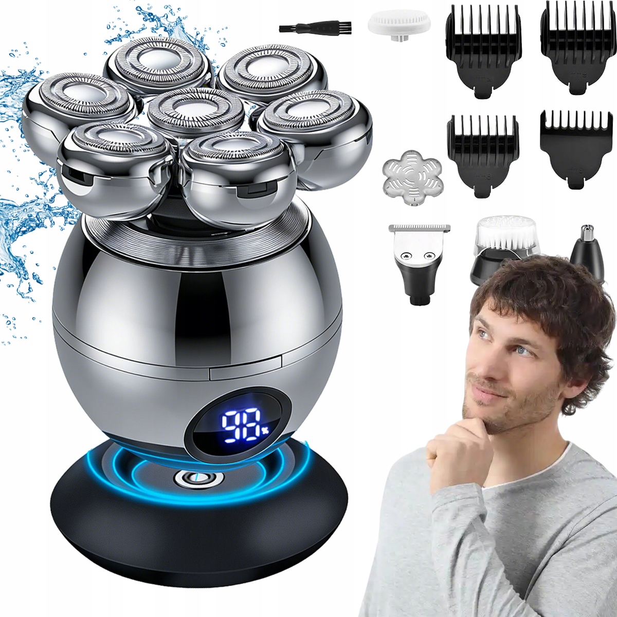Golarka Męska Maszynka Do Golenia Głowy Twarzy Brody Elektryczna Trymer 7D
