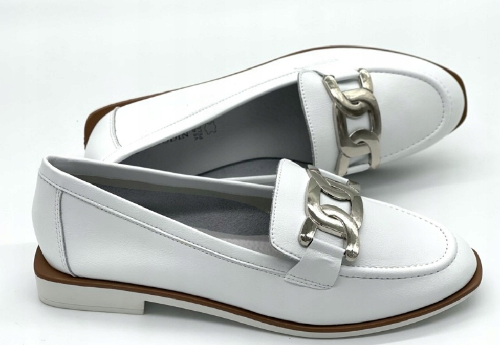 Goodin Mokasíny Loafersy Bílé Kožené R36