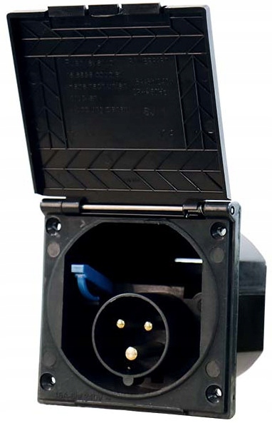 GNIAZDO ELEKTRYCZNE ZEWNĘTRZNE CEE DO KAMPERA PRZYCZEPY 230V/16A CZARNE