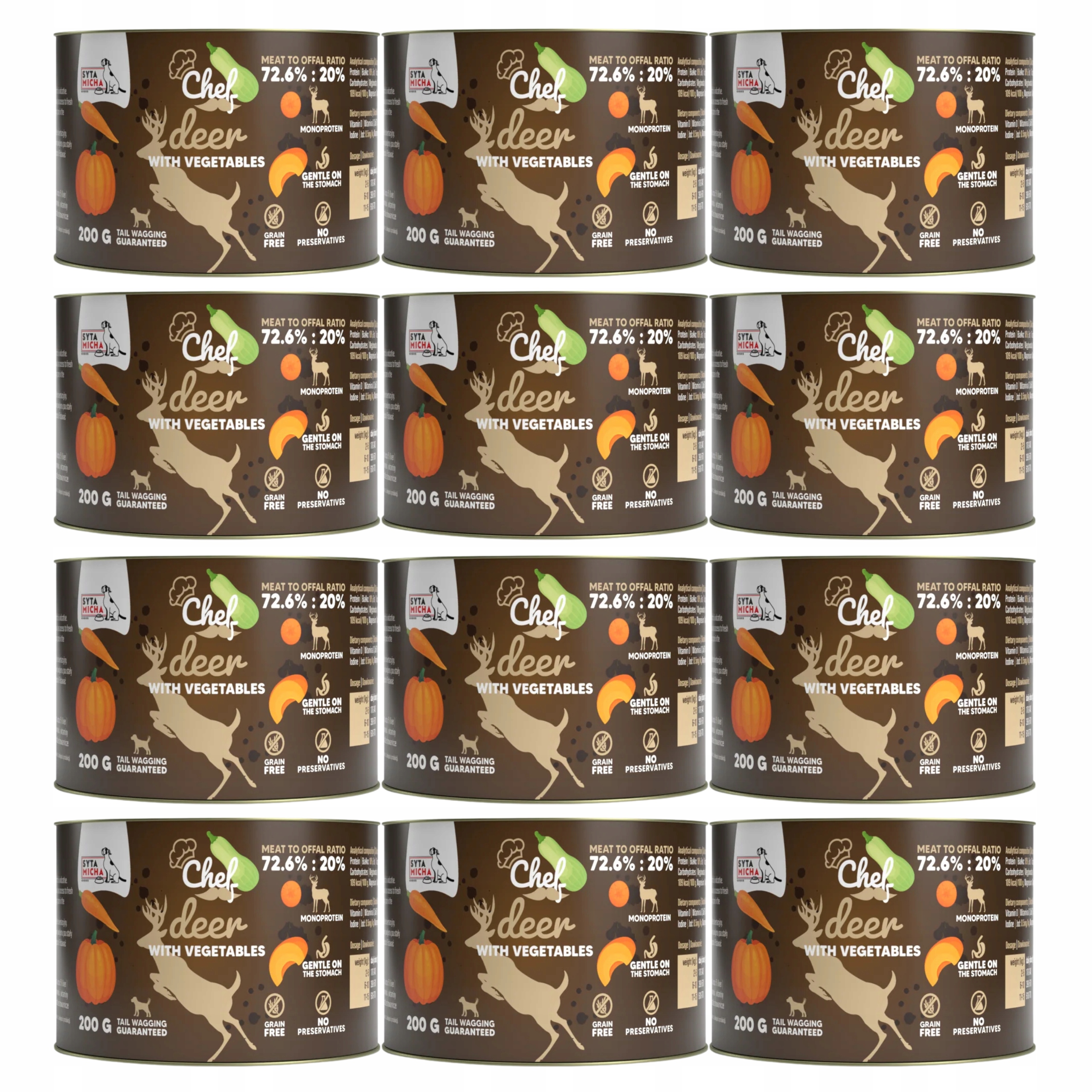 Levně Syta Micha Chef krmivo pro psy Jelen se zeleninou 12 x 200 g