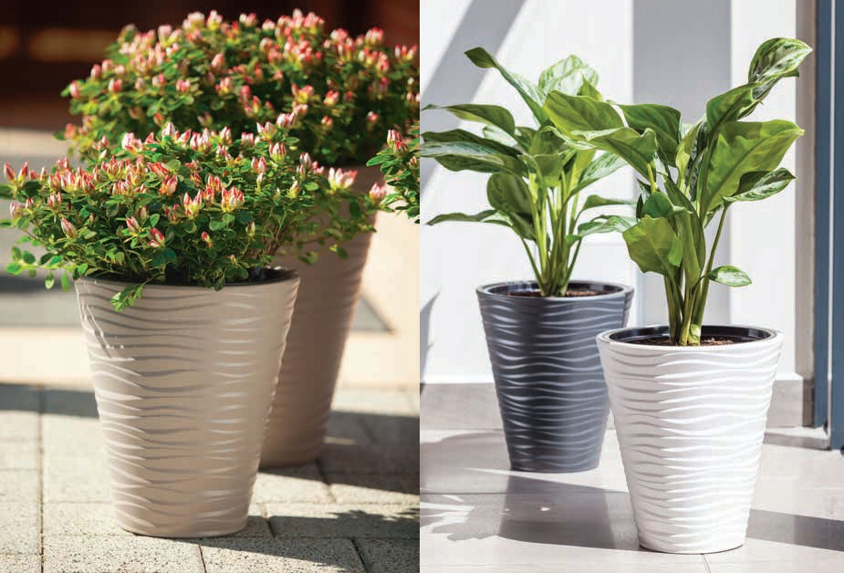 Doniczka Sahara Petit z podstawką 11 h20 - Taupe Kolor odcienie brązu i beżu