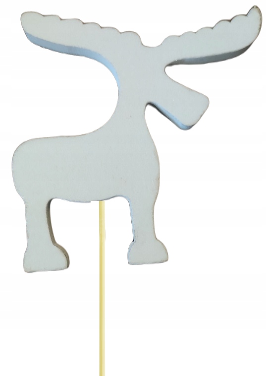 DREWNIANY RENIFER ROGI BIAŁY NA PIKU ŚWIĘTA 7 CM