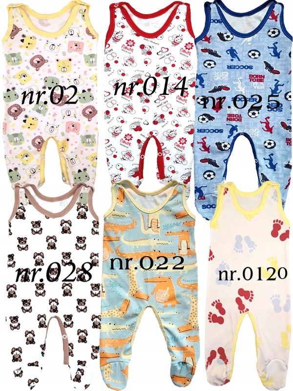 Śpioszki śpiochy 100% bawełna POLSKIE 56 cm Rękaw bez rękawów