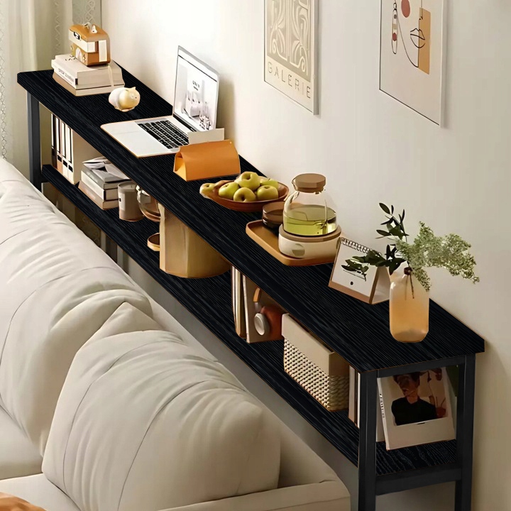 Konzola Toaletná S Poličkou Za Pohovku Loft 100 x 20 x 100,2 CM Čierna