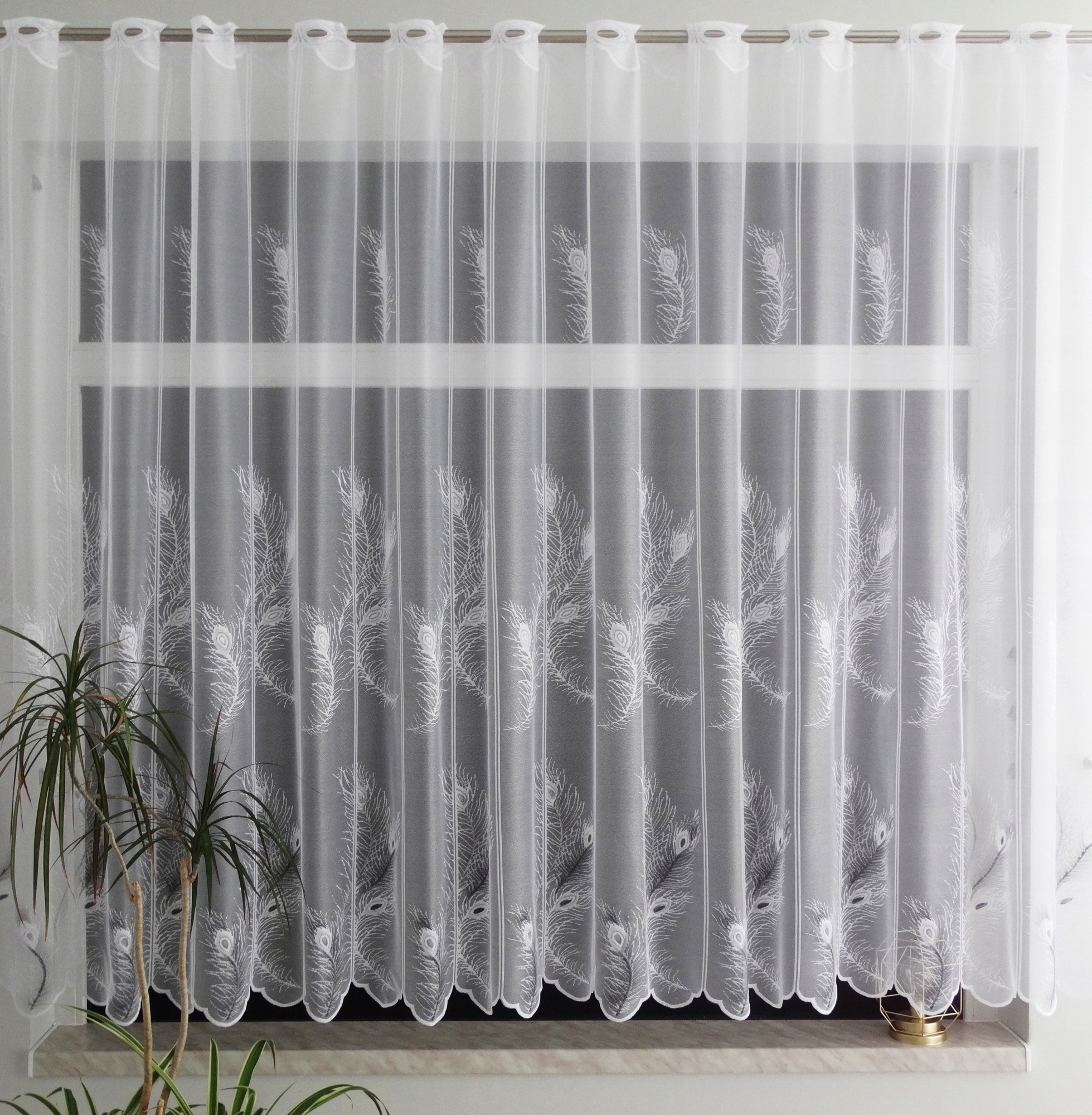 Mg Vitrážová Záclona Pírka popelavá 31247 400x180cm M