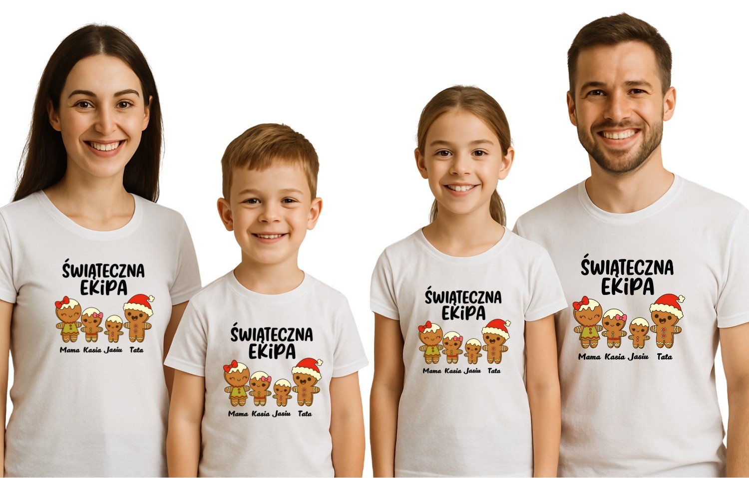 Rodinné trička 4 vánoční set Vánoční tým tričko bílé R-m