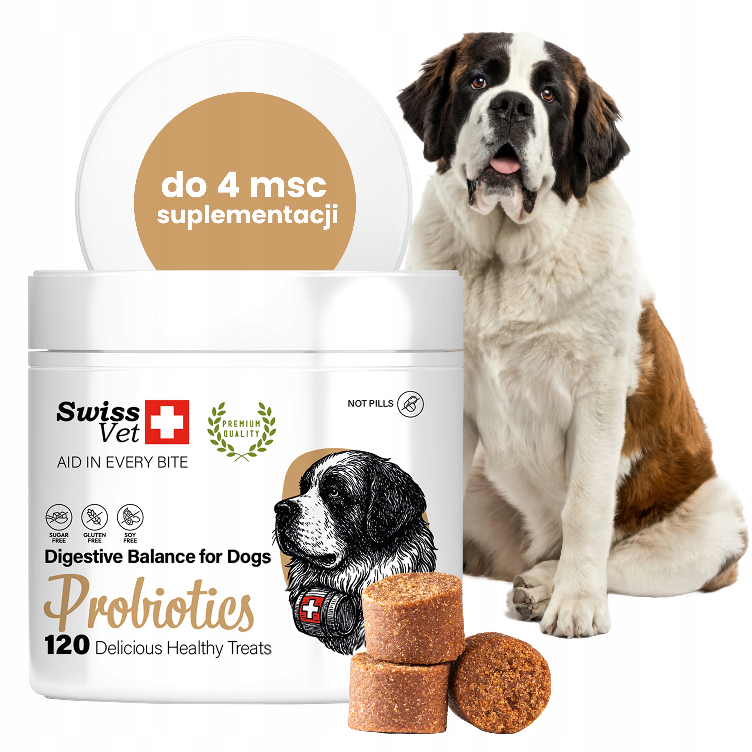 SwissVet probiotický doplněk stravy pro psy, podpora trávení 120 ks