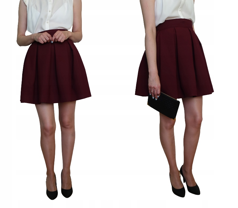 POLSKA BURGUNDOWA SPÓDNICA SPÓDNICZKA XS 34 BORDO