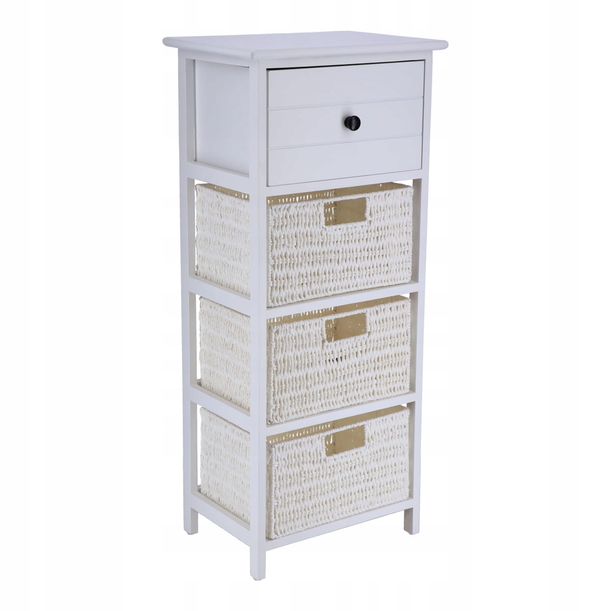 Dřevěná polička Azalia se 3 košíky bílá mdf dřevo paulovnie univerzální