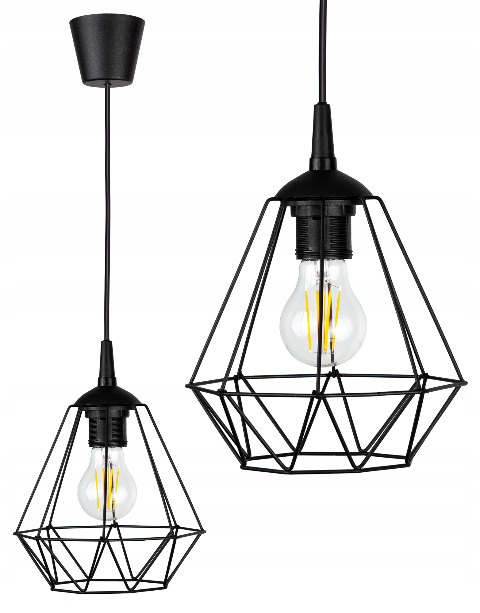 SUFITOWA LAMPA WISZĄCA DIAMENT LOFT EDISON Z DRUTU